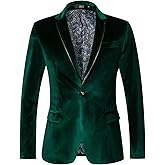 THWEI Mens Velvet Blazer Sport Coat Tuxedo Jacket for Prom Wedding Party Dinner
