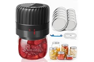 KITOOL Electric Mason Jar Vacuum Sealer Kit for Wide-Mouth & Regular-Mouth Mason Jars, Food Saver Vacuum Canning Sealer Machine Includes 10 Jar Lids