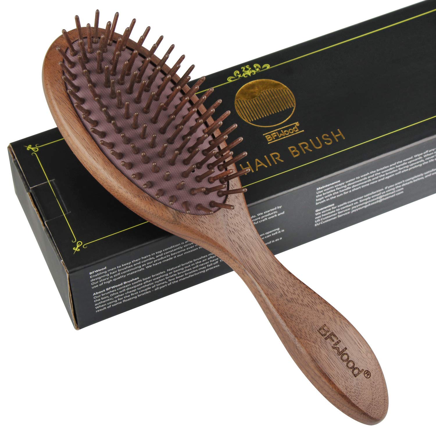 BFWood Wooden Paddle Hair Brush