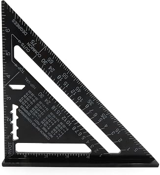 Ixium 7 Imperial Aluminium Speed Square Heavy Duty 90 Degree Angle Measuring Triangle Tool Roofing Joinery Cut Guide Black Amazon Co Uk Diy Tools
