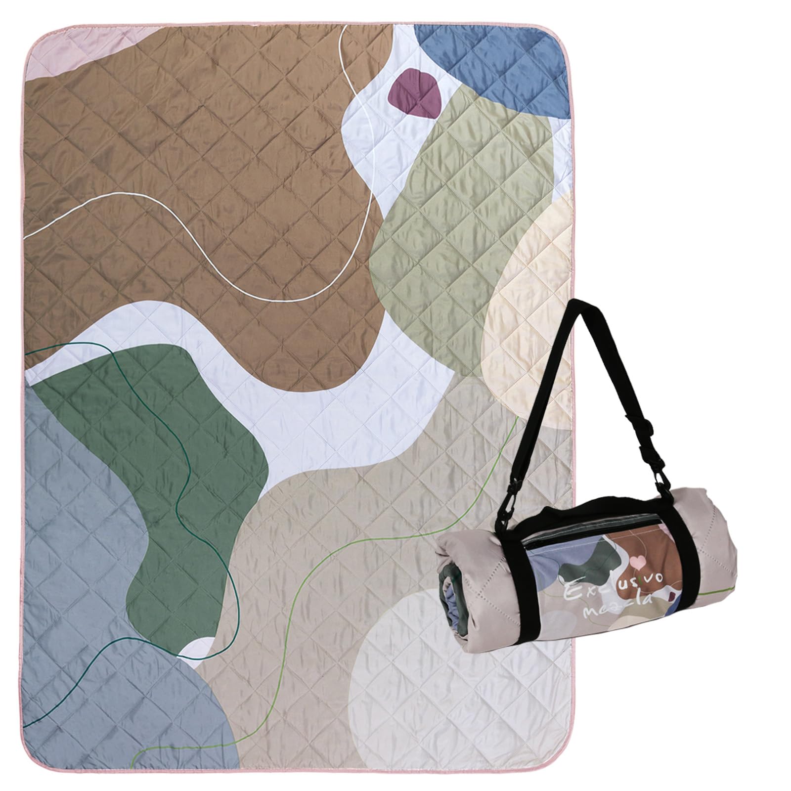 Exclusivo Mezcla Waterproof Picnic Blankets Outdoor Multipurpose Rugs for Camping, Travel, Park, Beach, Garden, 3-Layer 150x200 CM Large Sandproof Beach Blanket