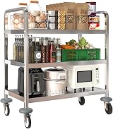 uyoyous Kitchen Trolley on Wheels 3 Tier Stainless Steel 220 lb Capacity view 2