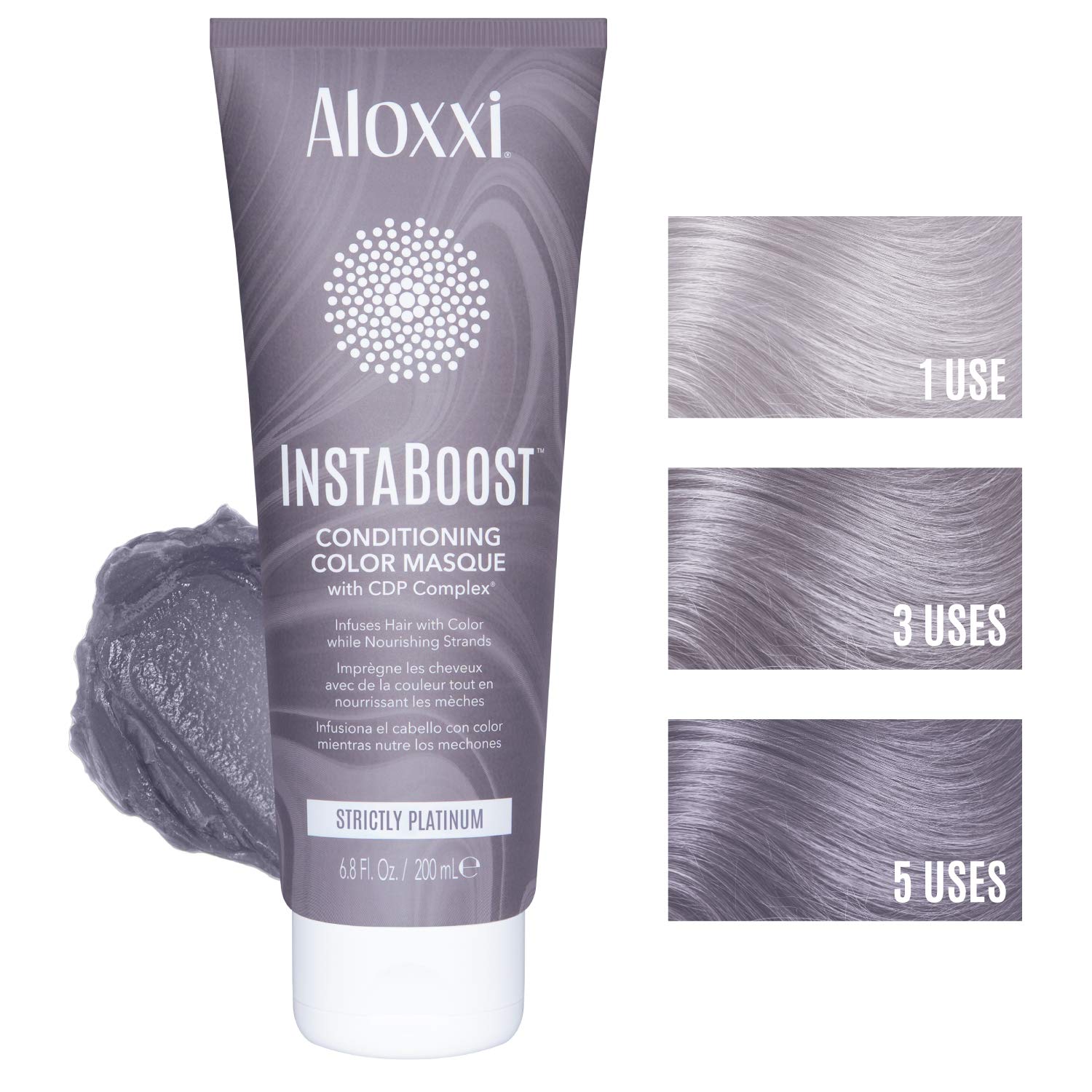 ALOXXI InstaBoost PLATIUM Color Depositing Conditioner Mask – Instant Temporary Hair Color Dye - Hair Color Masque for Deep Conditioning (Strictly Platinum), 6.8 Fl Oz: Premium Beauty