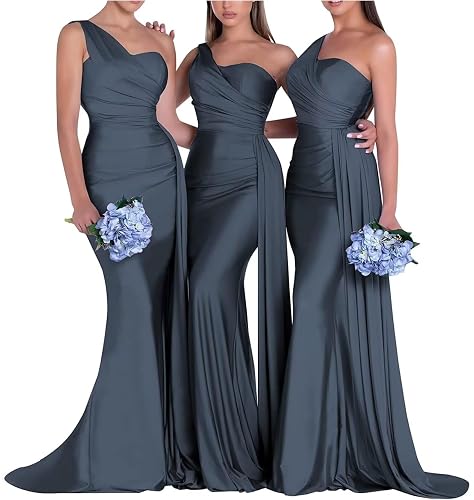 one shoulder ruched dress amazon One Shoulder Next Evening Wear Elegant Black One-Shoulder Evening Gown With High Slit
