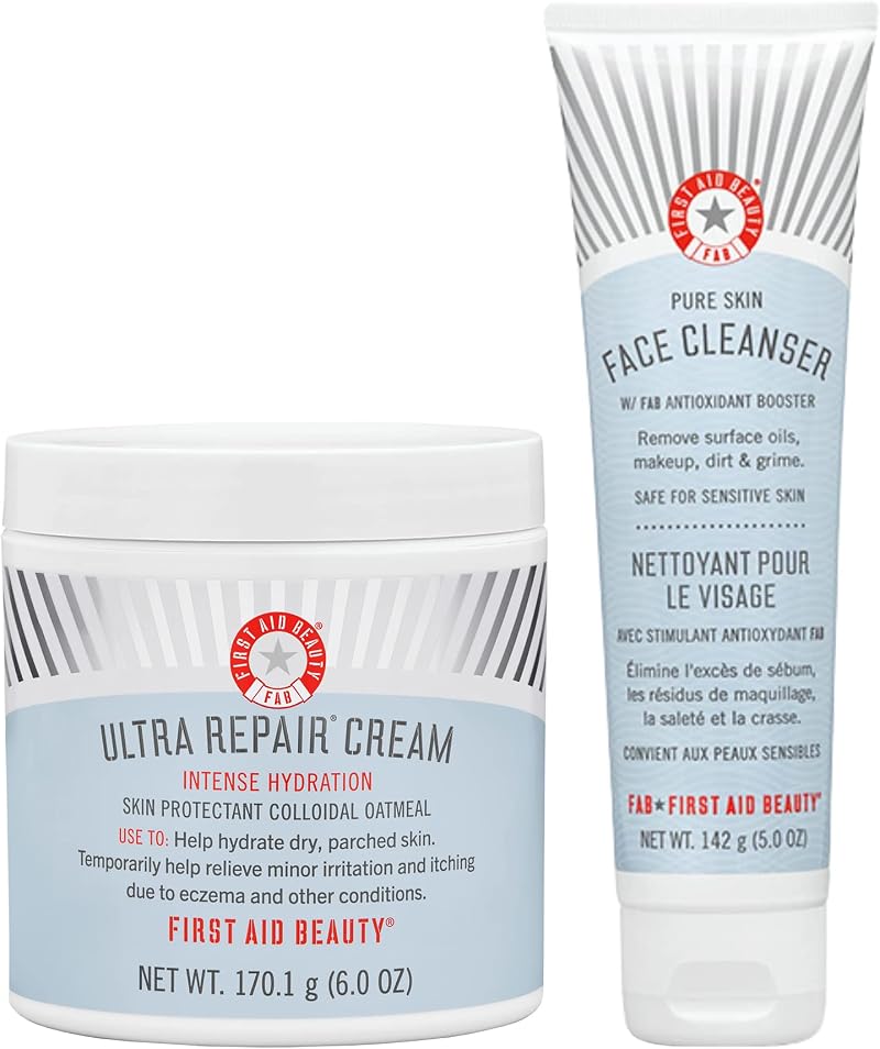 First Aid Beauty Bundle: Ultra Repair Cream 170g & Pure Skin Face Cleanser 142g