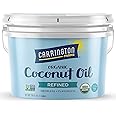 Carrington Farms Organic Refined Coconut Oil, 1 Gallon, Cold-Pressed, Non-GMO, Gluten-Free, Perfect for Cooking, Baking, Skin Care, Hair Oil, MCTs, 128 fl oz – Nutrient-Rich, No Trans Fats