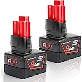 AMICROSS 12V Battery Replacement for Milwaukee M12 Battery 9.0Ah XC 48-11-2412 48-11-2440 48-11-2460, Compatible with M12 Fue