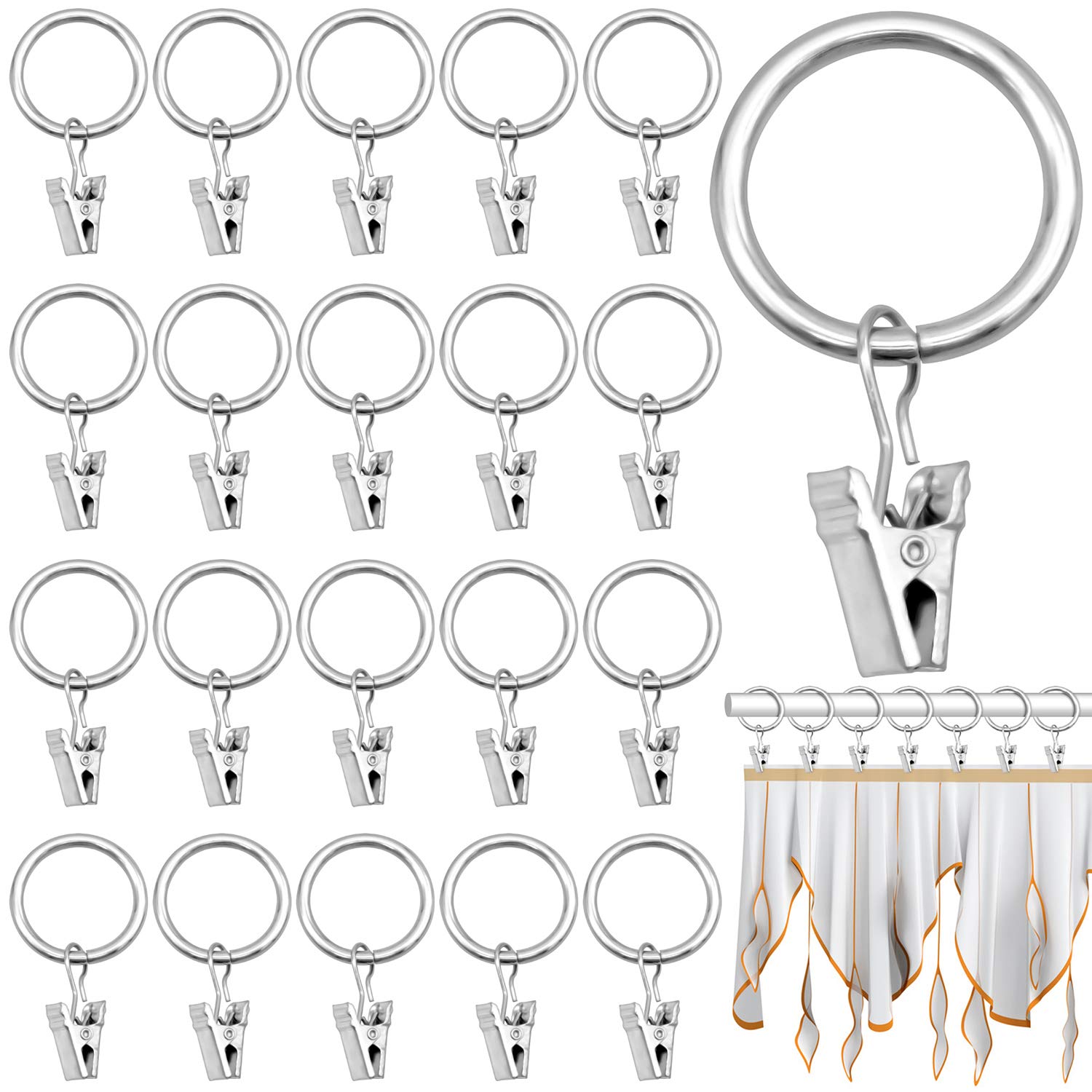 40pcs Curtain Clips, Curtain Rings with Clips, Sturdy Tension Clamp Easily Supports Heavier Curtains