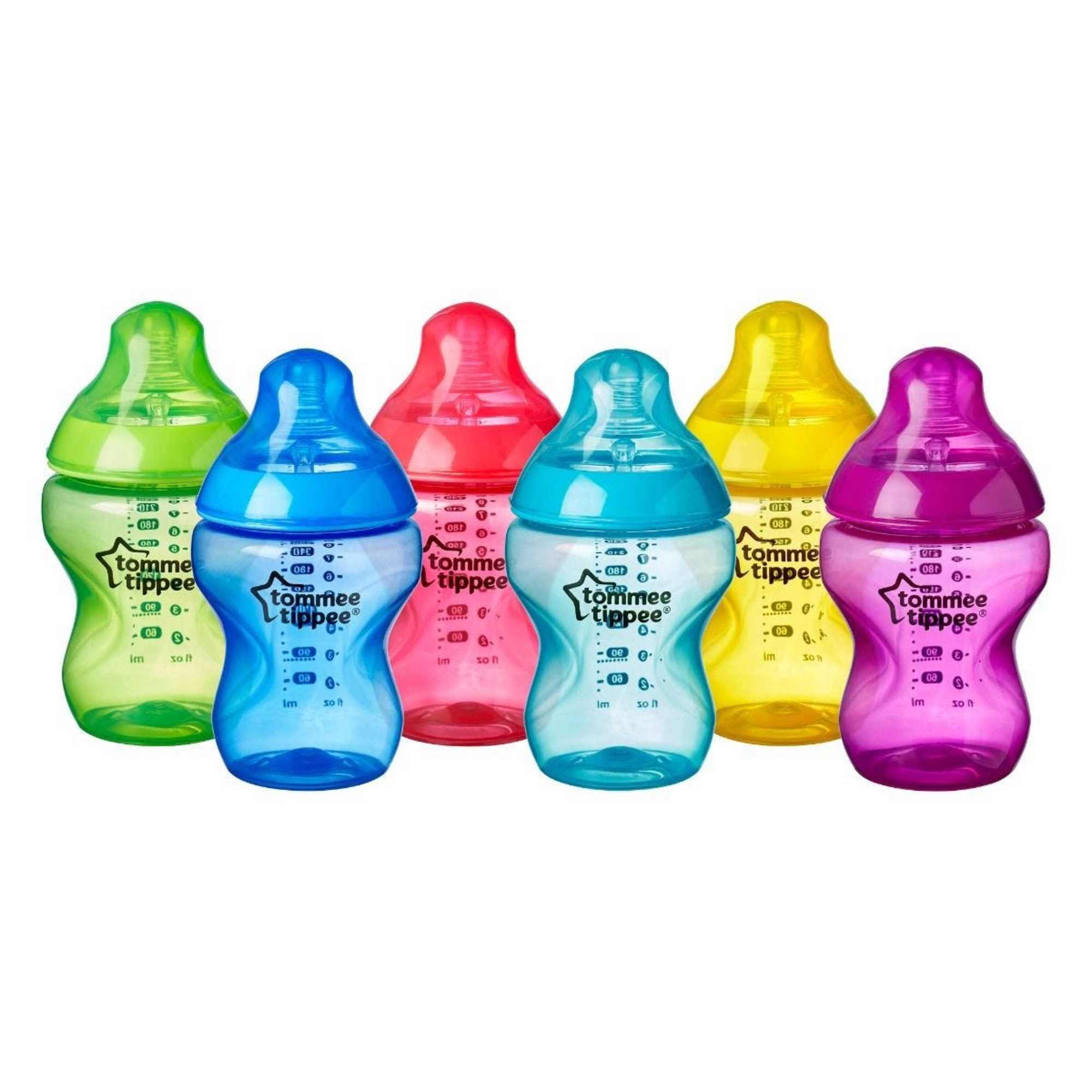 Tommee Tippee Closer to Nature® Baby Bottles, Breast-Like Teat with Anti-Colic Valve, Fiesta, 260ml (Pack of 6) — image 1