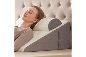 Simpledad Wedge Pillow with Adjustable Pillow,12" Wedge Pillow for Acid Reflux and Back Pain Relief, Snoring, Bed Wedge Pillow for Sleeping After Surgery. Cooling Memory Foam Top