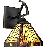 Chloe Lighting Innes Mission-Style 1-Light Blackish Bronze Finish Wall Sconce 6" Shade