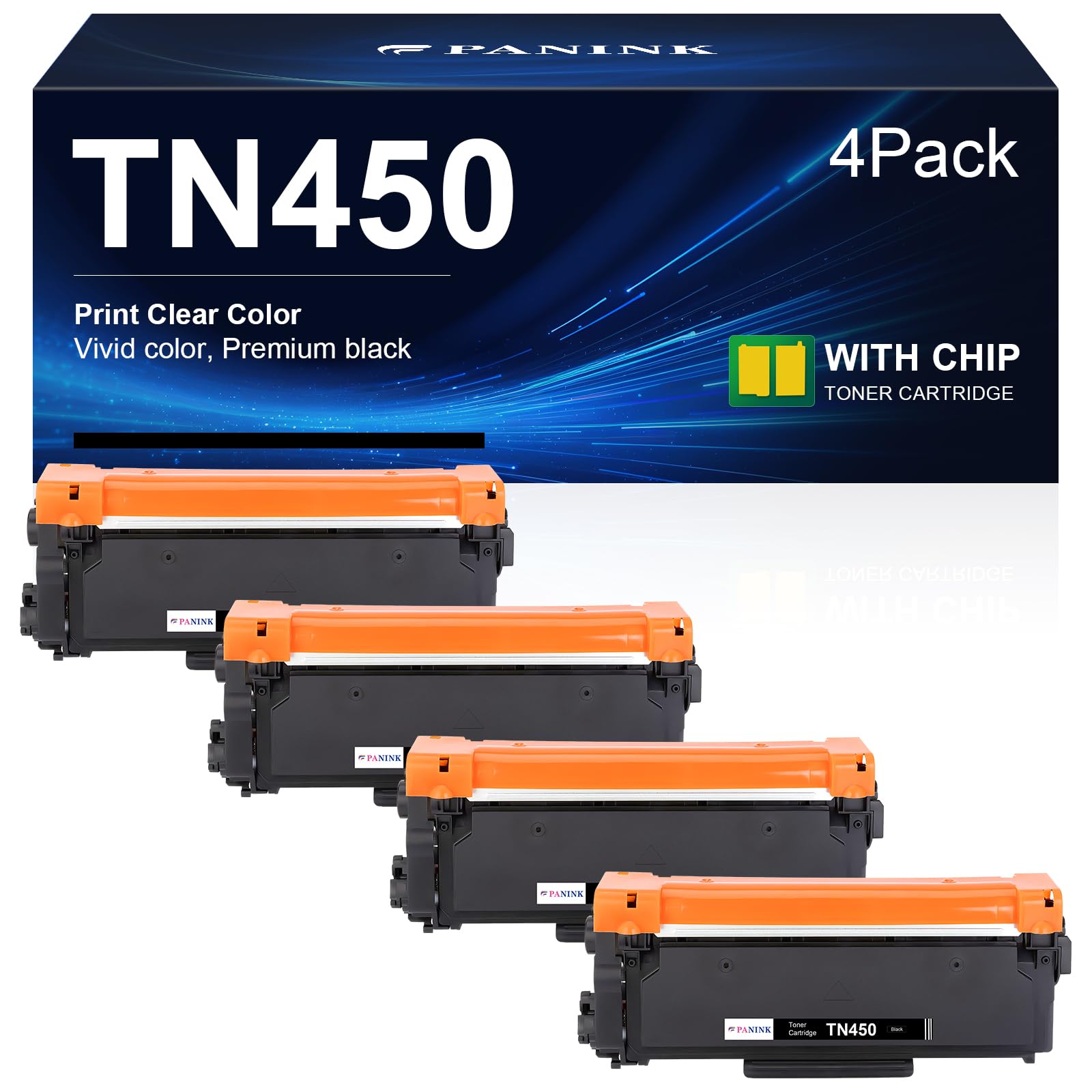 Photo 1 of PANINK Compatible Toner Cartridge Replacement for Brother TN450 TN-450 TN420 TN-420 Black Toner Cartridge use with HL-2270DW HL-2280DW MFC-7360N MFC-7860DW DCP-7065DN Printer - 4 Black