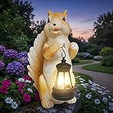 HDOOMN Solar Garden Statues Squirrel Decor - Resin Outdoor/Indoor Squirrel Sculpture Garden Lights Statue Decoration for Patio Home Yard Lawn, Unique Garden Figurine Lights Gift for Mom Grandma