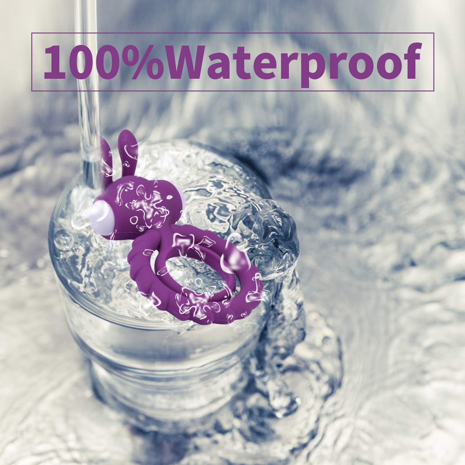 Vibrating Penis Ring, l\'aise vie Silicone Soft Stretchy Cock Rings for Men Waterproof Ring Toys for Males and Couples for Longer Lasting Erections Triple Wearing Ways with 2 LR41 Batteries(Rabbitlady)