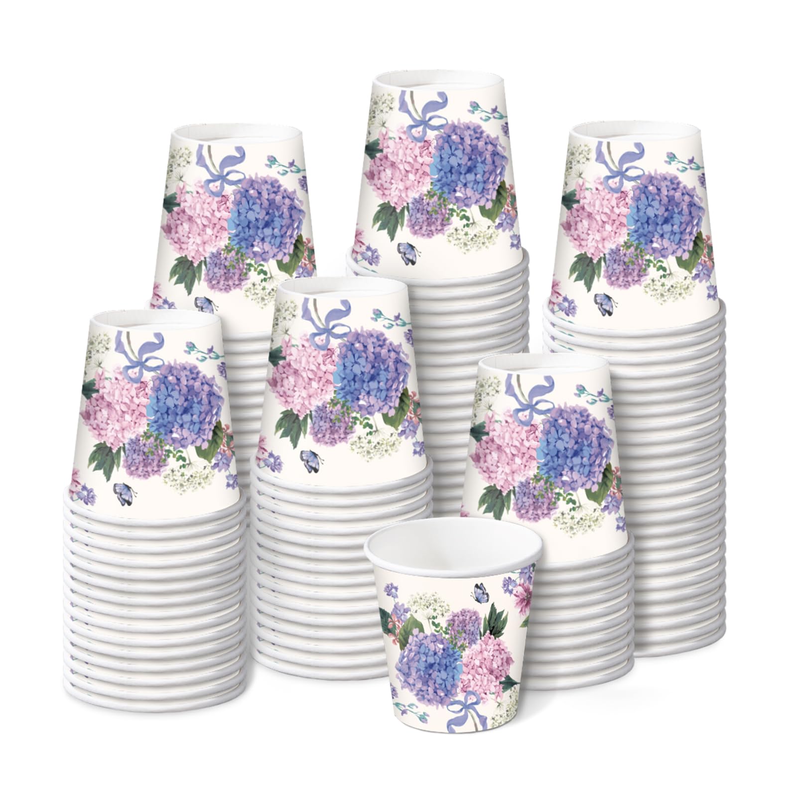 Photo 1 of RUSPEPA 2 oz Bathroom Cups, Disposable Paper Cups - 100 Pack Purple Hydrangea Design Printed - Mini Mouthwash Rinse Paper Cups for Home, Bathroom, Picnic, Party, and Events