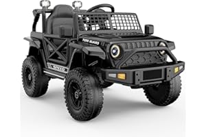 YunTopKids Ride On Truck,12V 7AH Electric Jeep Car for Toddlers 3-5,Power Wheels with Parent Remote Control for Kids Christmas & Birthday Gift,Black