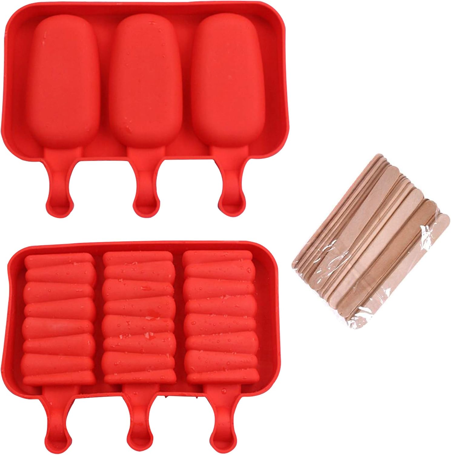 EOPER Popsicle Ice Mold Makers Set, 2 Pieces Silicone Easy