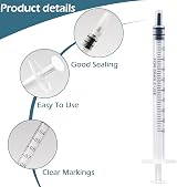 Sandiyago 50Pcs 1ml Plastic Syringes With Caps No Needle 1ml Capacity view 3