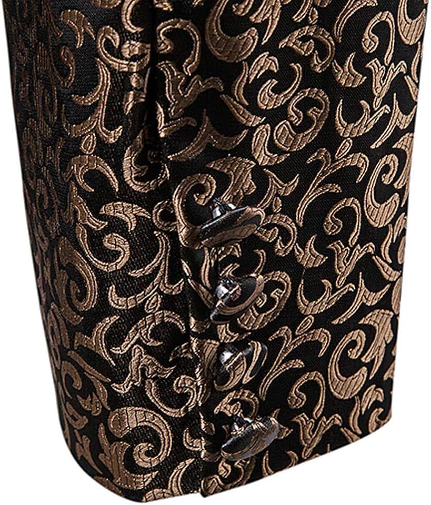 2019 Men's Blazer Dress Coat Beautyfine Autumn Winter Casual Gold Print Button Jacket Long Sleeve Tops at  Men’s Clothing store