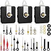 EMOON 3-Piece Silent Clock Mechanism Kit with 8 Pairs of Short Clock Hands Battery Operated Quartz Movement for DIY Clock Repair and Replacement (Total Shaft Length 16mm, 20mm, 23mm)
