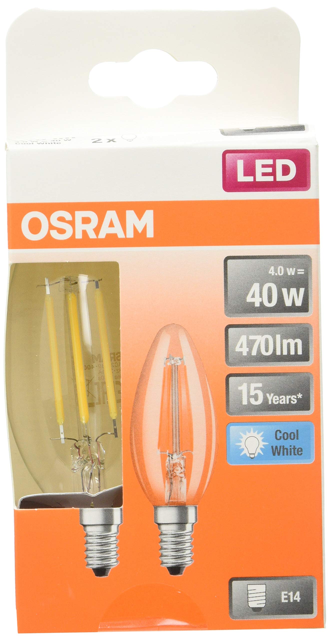 OSRAM Pack of 10 x LED lamp | Base: E14 | Cool White | 4000 K | 4 W | Replacement for 40W | LED Retrofit Classic B