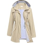 Hount Women Rain Jacket Lightweight Waterproof Raincoat Lined Outdoor Hooded Windbreaker Trench Coat