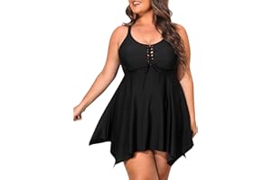 NIeyook Womens Plus Size Tankini Swimsuit 2025 Two Piece Tummy Control Bathing Suits for Women Swim Dress with Shorts