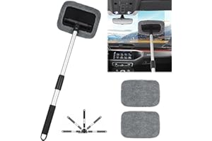 Lioatyo Car Window Cleaner Tool, Wow Magnetic Car Window Cleaner, Magnetic Window Cleaner for Cars with Reusable Microfiber Pad, Home Cleaning Supplies for Car (1 Set)