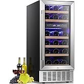 BODEGA 15 Inch Wine Cooler, Dual Zone 15” Wine Fridge With Double-Layer Glass Door, Freestanding or Built In Wine Cooler Refrigerator With Stainless Steel Handle, 30 Bottles Wine Fridge For Home. on Fridge.com