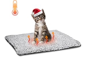 Nobleza Self Warming Cat Bed, Super Soft Thermal Dog Crate Bed Mat for Sleeping, Washable Anti-Slip Self Heating Pet Kennel Pad for Small Medium Cats Dogs Indoor Outdoor (LightGray, S)