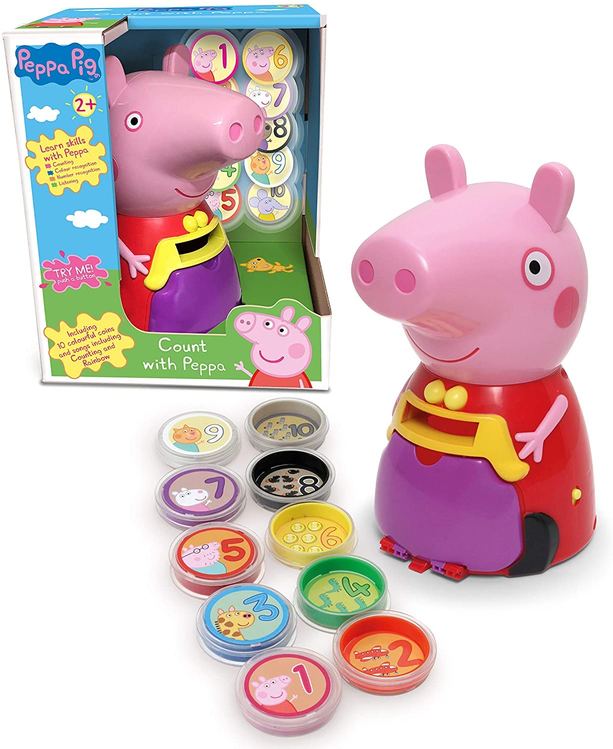 Peppa Pig PP11 Peppa Toy for Kids-Interactive Learning & Child Development, Colours & Number Recognition, Counting and Listening-Includes 10 Fun Coins, 3+ Years, Single, Multi — image 1