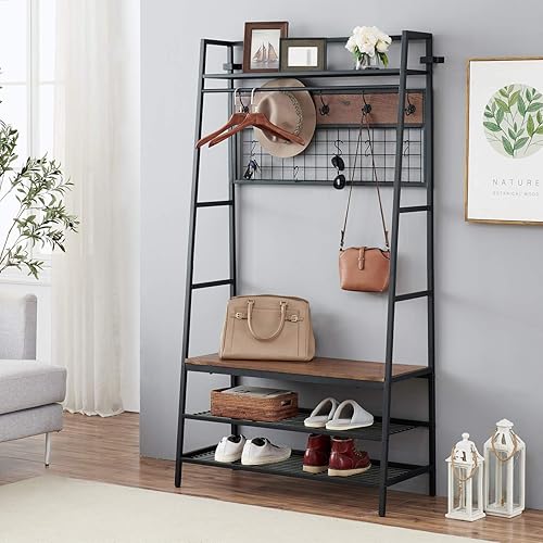 O&K FURNITURE 5-in-1 Hall Trees with Coat Rack, Entryway Organizer