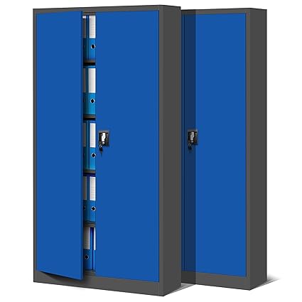 Jan Nowak by Domator24 2er Set Aktenschrank C001 Büroschrank Metallschrank Werkzeugschrank 4 Fachböden Stahlblech Flügeltüren