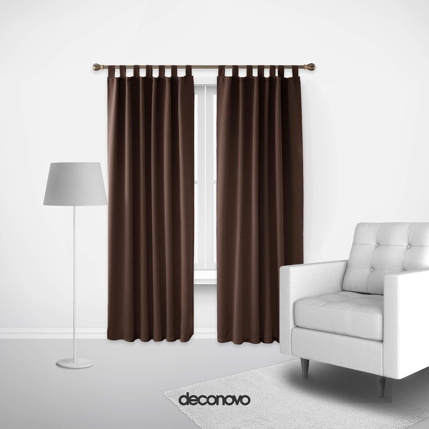 Deconovo Blackout Curtains, Thermal Tab Top Curtains, Ready for Living Room Bedroom, 140 x 200 cm (W x H), Chocolate, 2 Pieces - Image 3