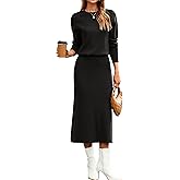 Glamaker Womens 2 Piece Skirt Sets Fall Long Sleeve Sweater Dress Casual Knit Midi Dress Travel Outfits Winter Clothes 2025