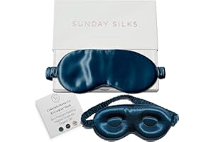COLORADO HOME CO SUNDAYSILKS™ 3D Contoured Silk Sleep Mask | Padded Silk Eye Mask with Eye Cups for Lash Extensions | Blackout, Organic for Women & Men, Perfect for Travel, Slip-Free Deep Sleeping, Antifaz para Dormir