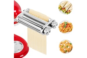 KINGEAGLE Pasta Roller & Cutters Attachment for KitchenAid Stand Mixers, 3 in 1 Pasta Maker Set Included Pasta Sheet Roller, Spaghetti Cutter, Fettuccine Cutter Maker Accessories and Cleaning Brush