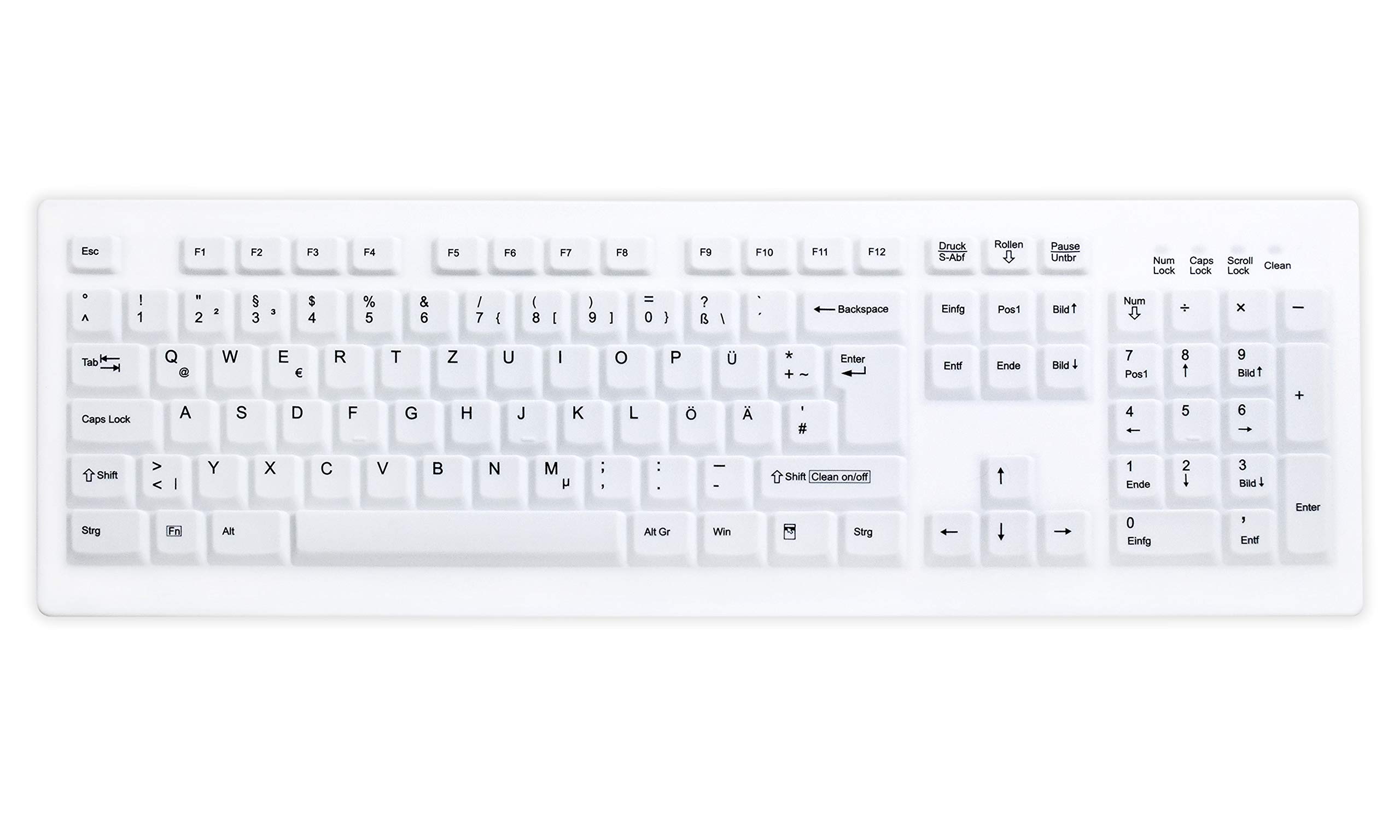 Active Key AK-C8100F-U1-W/GE Compact hygiene Keyboard,USB White