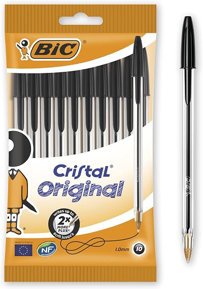 Bic Cristal Original Ballpoint Pens 1.0 mm Black Pack of 10