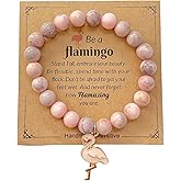 CWFPBA You're Flamazing Pink Flamingo Natural Healing Crystal Stone Beads Stretch Bracelet Never Forget How Flamazing You Are Inspirational Cheer Up Bracelet Jewelry for Women