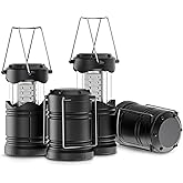 Lichamp 4 Pack LED Camping Lanterns, Battery Powered Camping Lights LED Collapsible Flashlight Portable Emergency Supplies Kit, A4BK