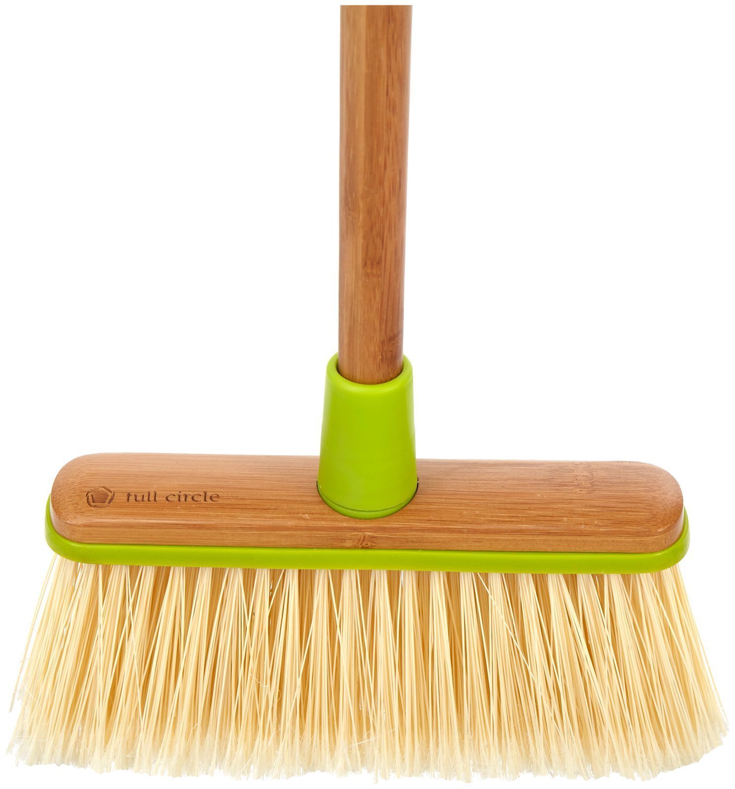 Full Circle Clean Sweep Bamboo Broom - Angled for Precision in Tight Spaces, with Recycled Stiff Bristles for Indoor & Outdoor Cleaning - Ideal for Pet Hair, Kitchen, Hardwood, and Garage, Green