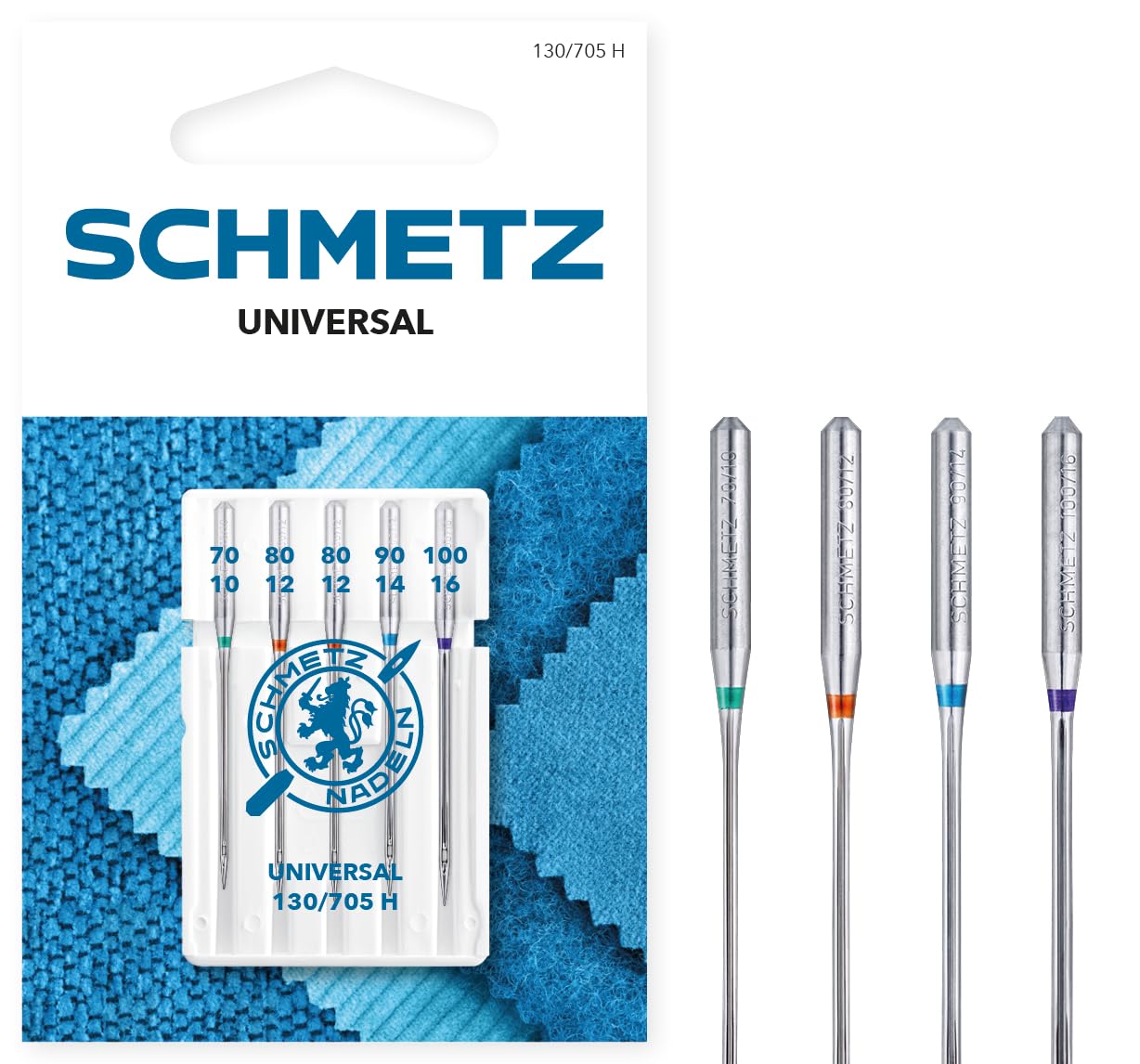 SCHMETZ | 5 Sewing Machine Needles | Universal | 130/705 H | Size 70/10-100/16