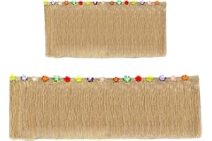 AnapoliZ Hawaiian Table Skirt 11ft Long Stretches to 30ft! | (29" Tall) Brown Grass Table Skirts | Hibiscus Luau Party Decoration | Tropical Theme Decor (1 Table Skirt)