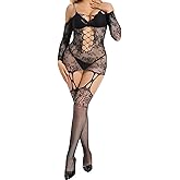 BatPrincess Women Bodystocking Exotic Fishnet Lingerie Mesh Bodysuit Sexy Outfits One Piece Babydoll Fishnet Jumpsuit One Size