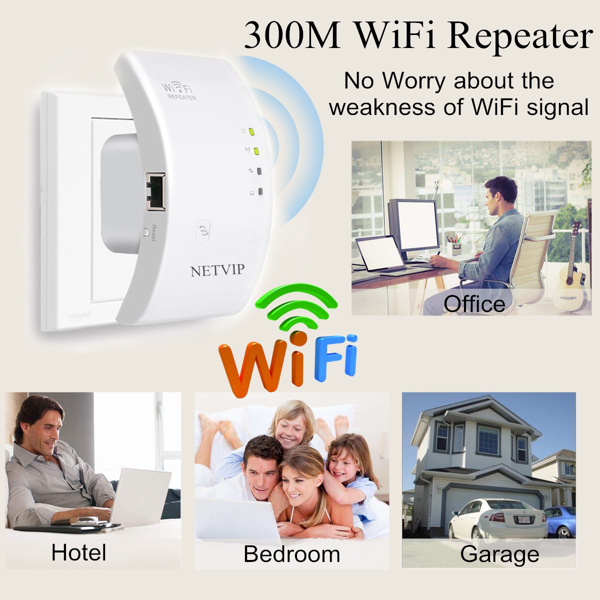 300Mbps WiFi Range Extender Wireless Repeater 2.4GHz Network Adapter