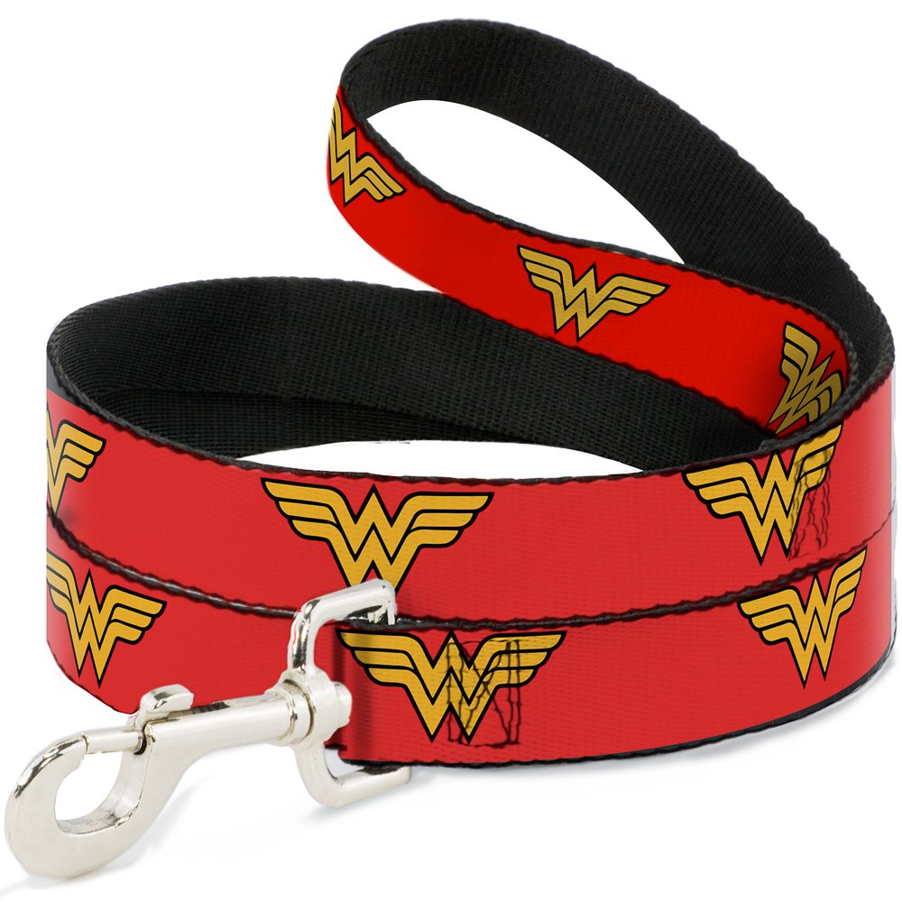 Buckle-Down Pet Leash - Wonder Woman Logo Red -6 Feet Long - 1/2" Wide