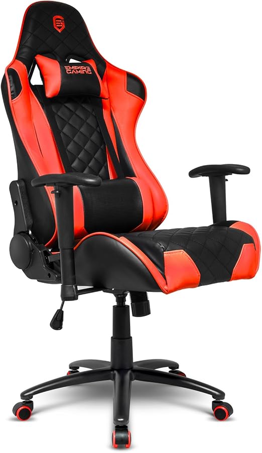 Empire Gaming Racing 700 Chaise Gamer Fauteuil De Bureau Pied Métallique Siège Rembourré Et Long Dossier Inclinable Accoudoirs 2d Coussins