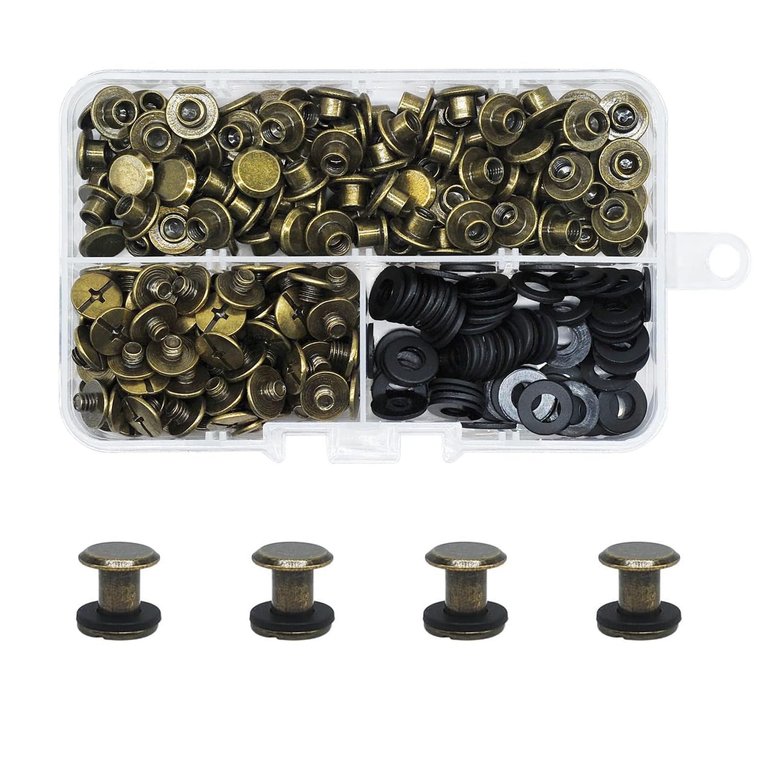 CANGCANG 100 Sets M5×6mm Chicago Screws Posts – Premium Metal Binding Screws with Cross Head for Leather Craft, Bookbinding, Bags, Belts, Collars & DIY Projects (Brone)
