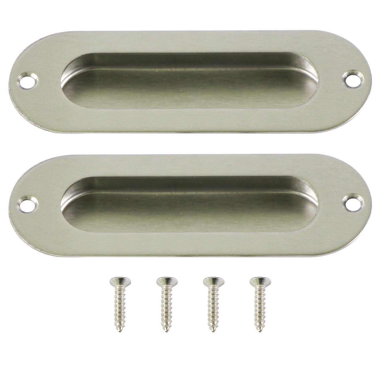 UOOOM 2 pcs Oval Recessed Flush Door Pull Handle Sliding Door Handles Hidden Concealed Screw